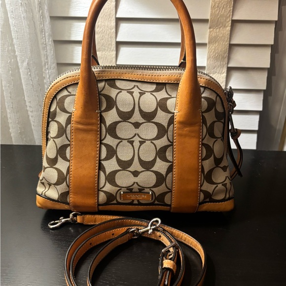 Coach Handbags - Coach Brown and Tan Signature Satchel